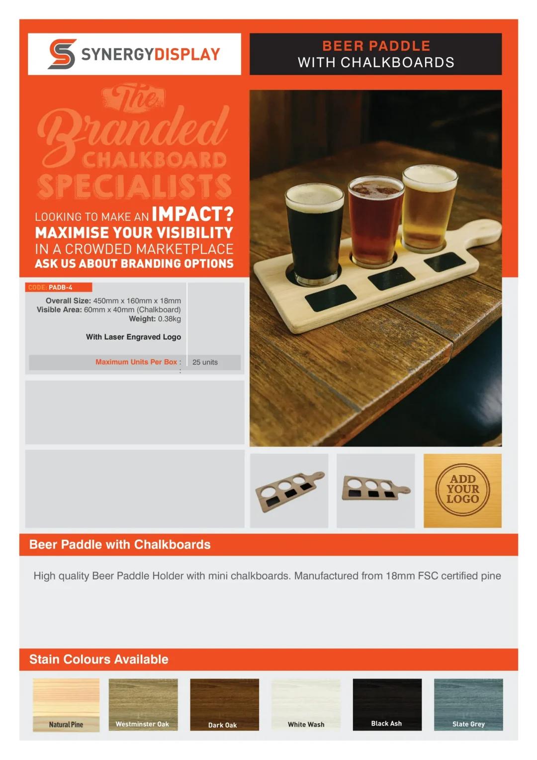 Beer Paddle with Chalkboards