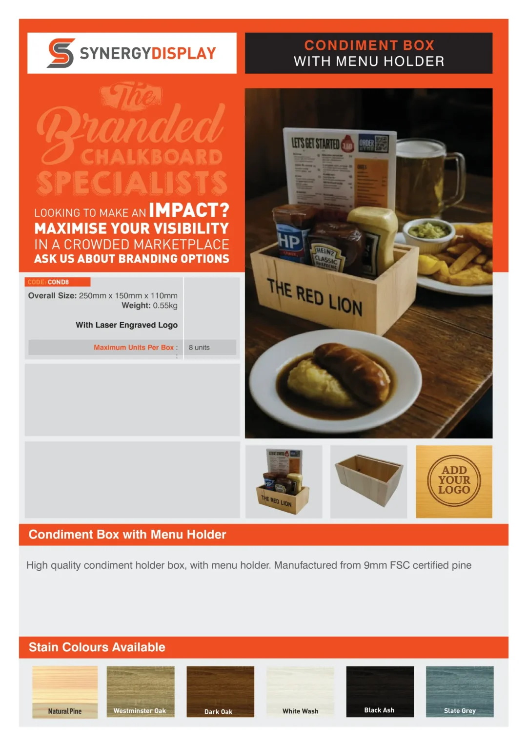 Condiment Box with Menu Holder
