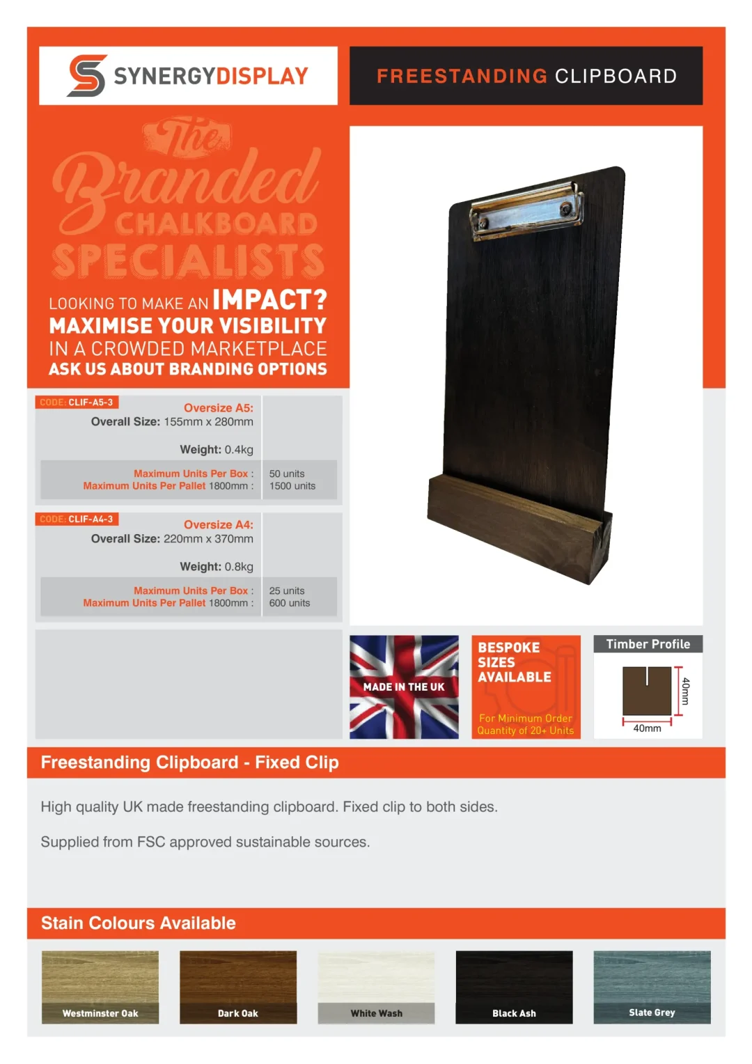 Freestanding Clipboard