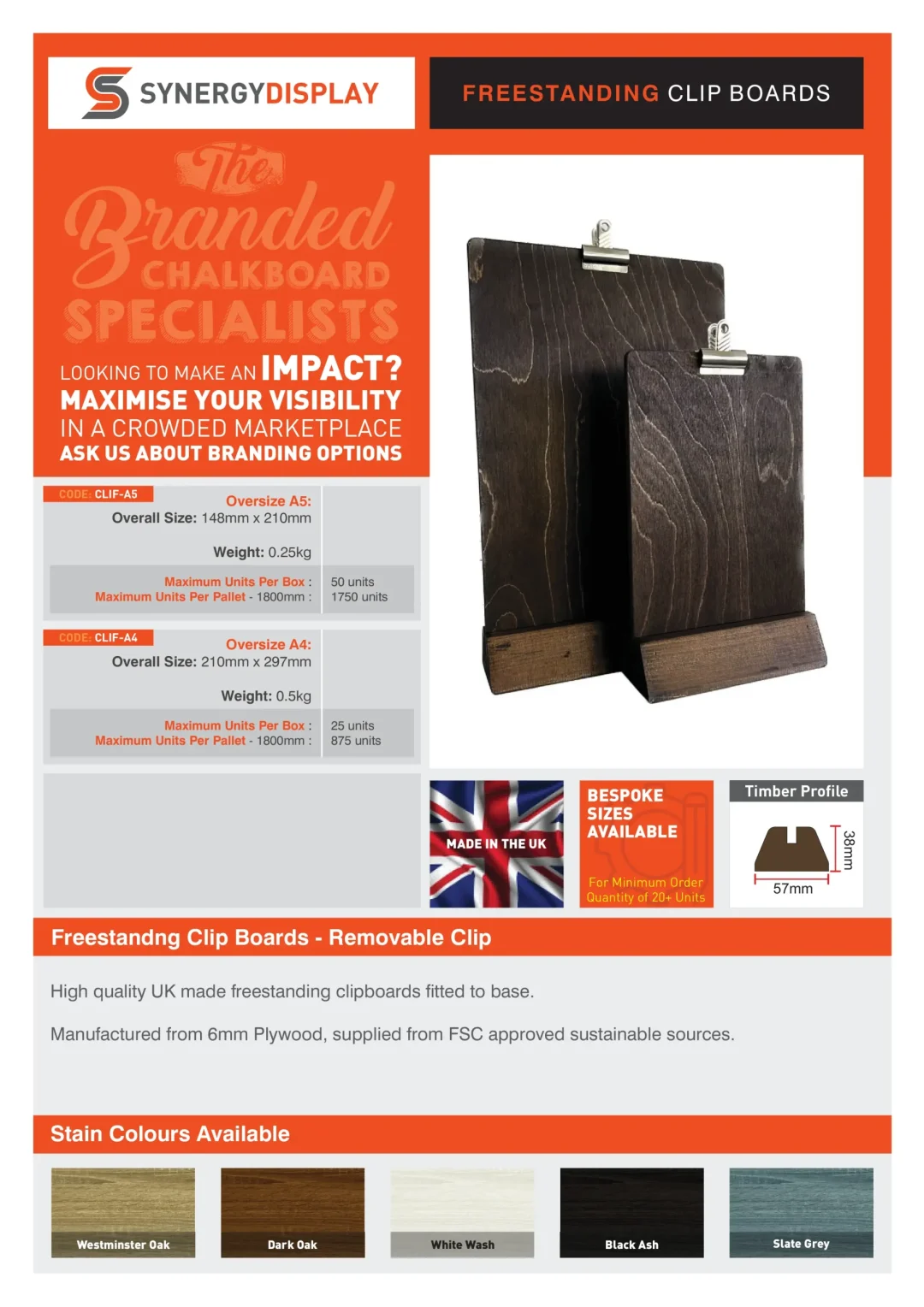 Free Standing Clip Boards
