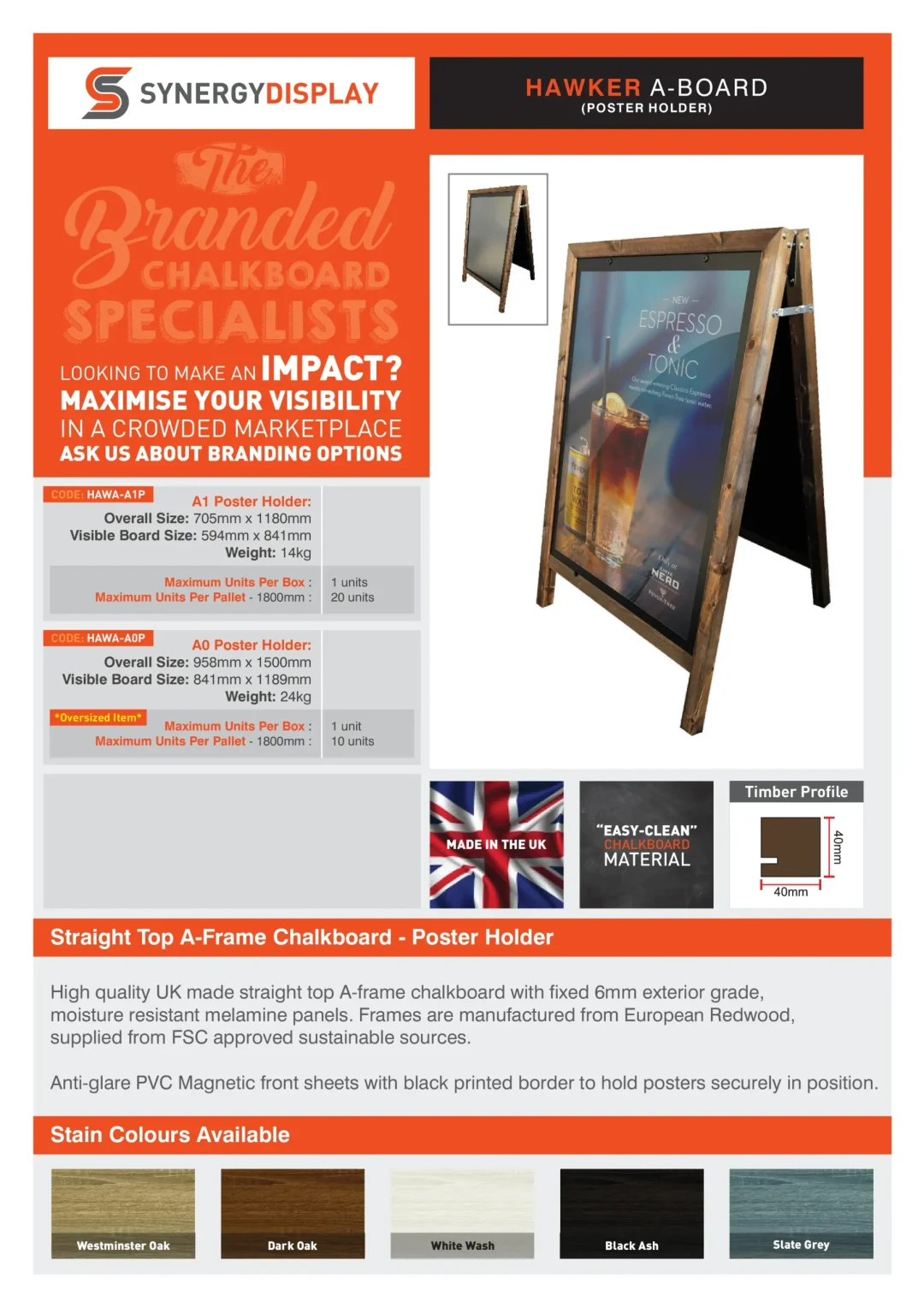 Hawker A-Board Poster Holder