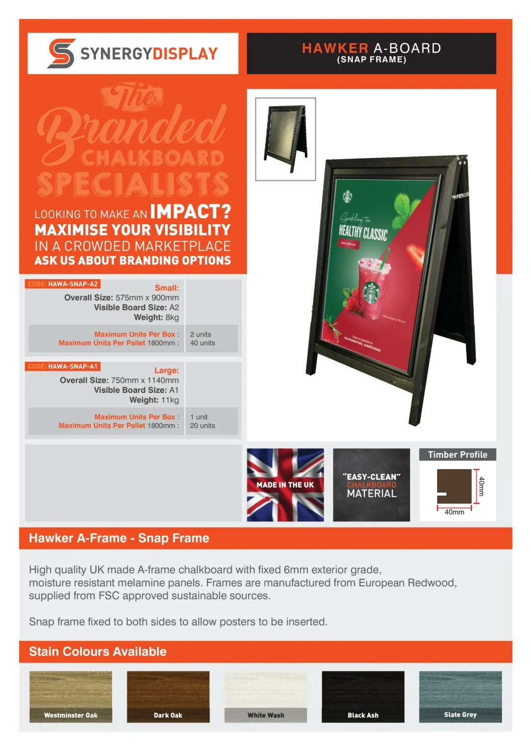 Hawker A-Board Snap Frame