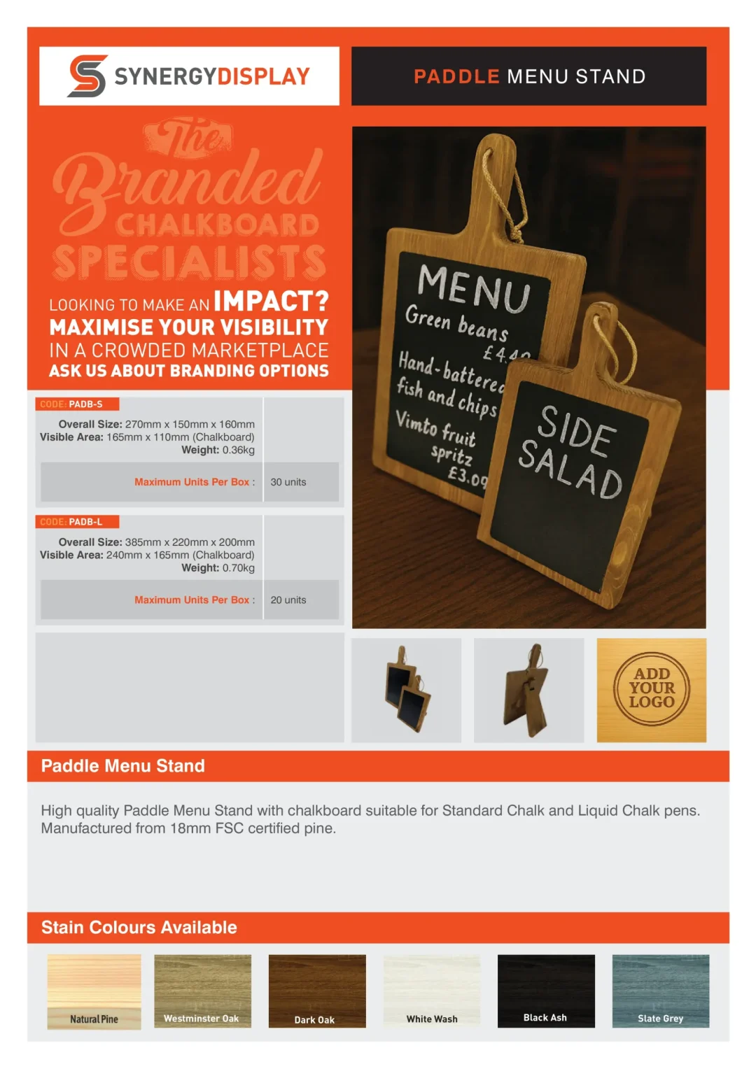 Paddle Menu Stand