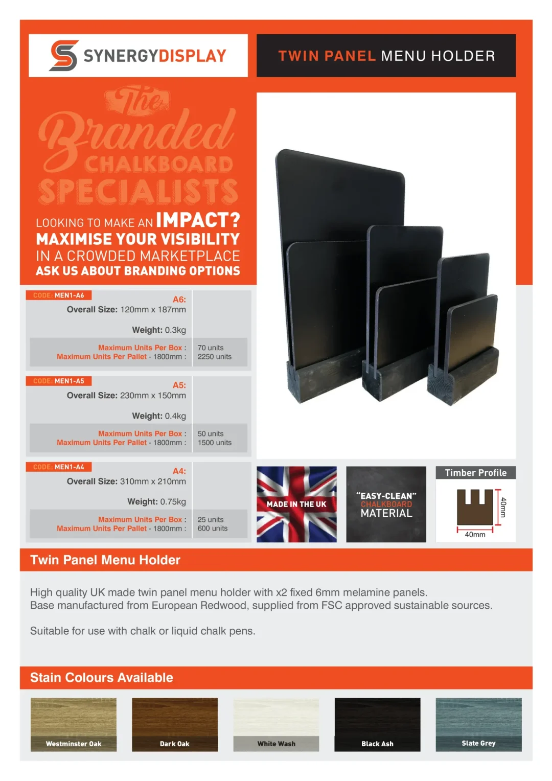 Twin Panel Menu Holder