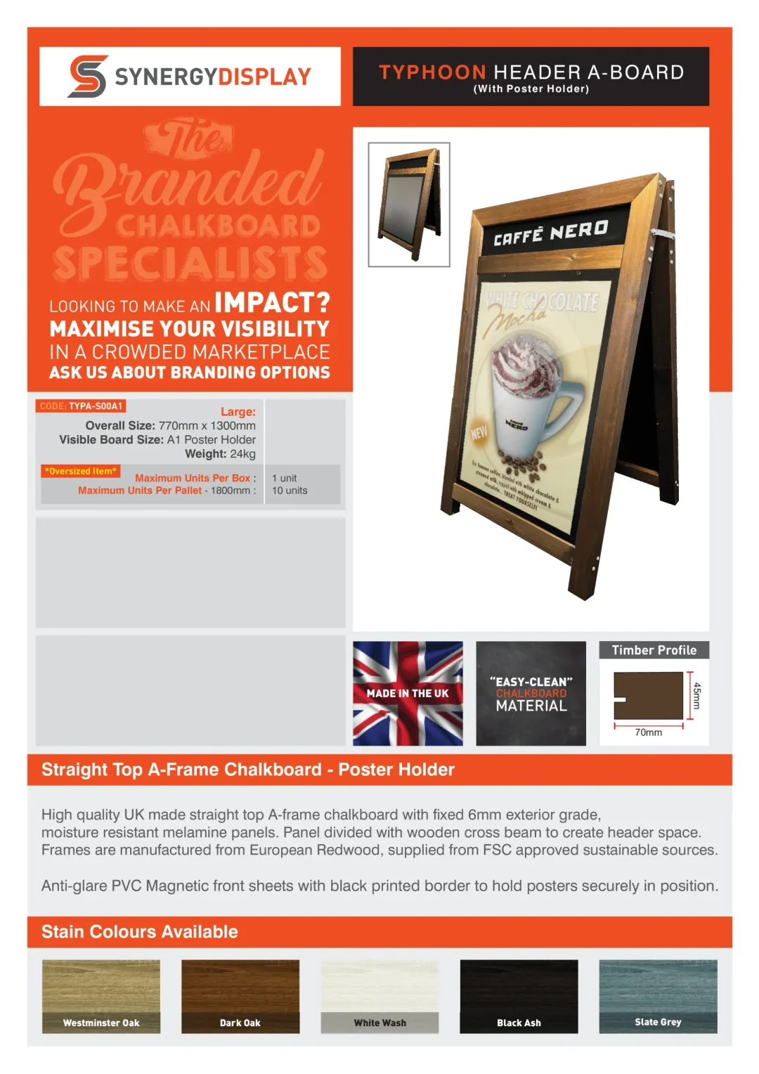 Typhoon Header A-Board with Poster Holder