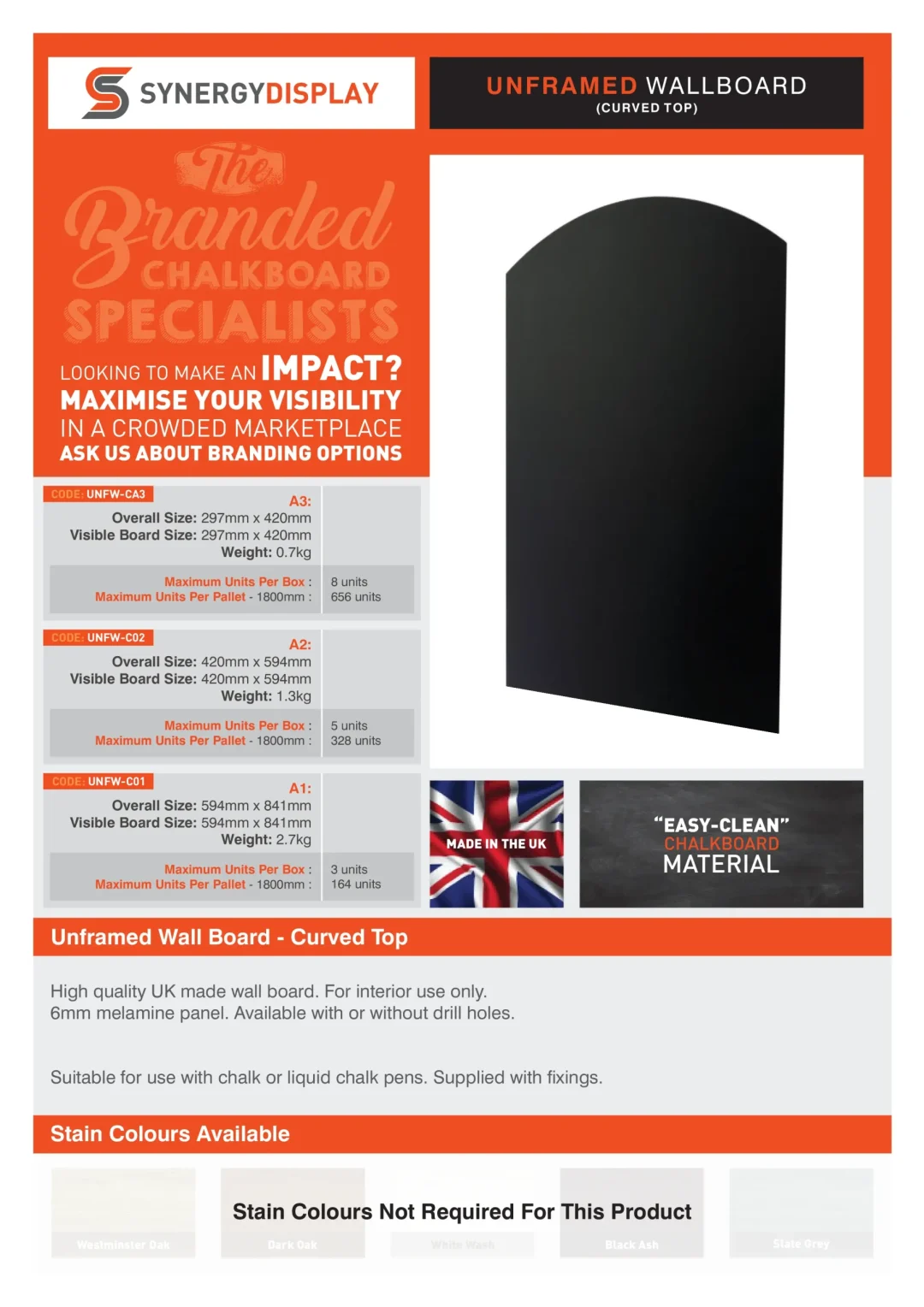 Unframed Wallboard Curved Top